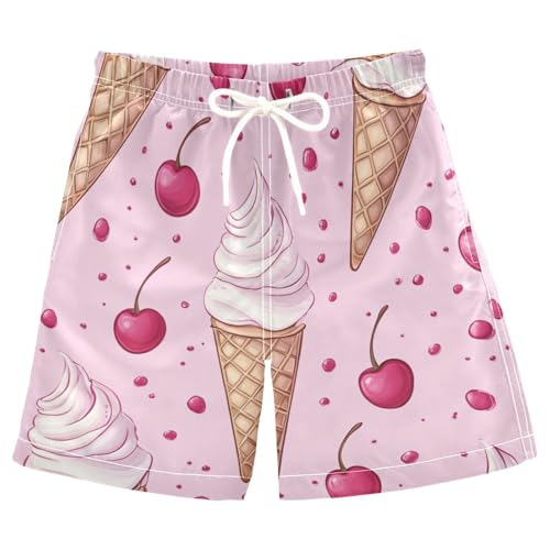 Boys Beach Board Shorts Icecream Cherry Sweet Swim Trunk Teen Swimwear 8-16Y