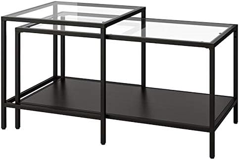 Discount Seller Nest of tables, set of 2, black-brown, glass, 90x50 cm durable and easy to care for. Coffee tables. Coffee & side tables. Tables & desks. Furniture. Environment friendly.