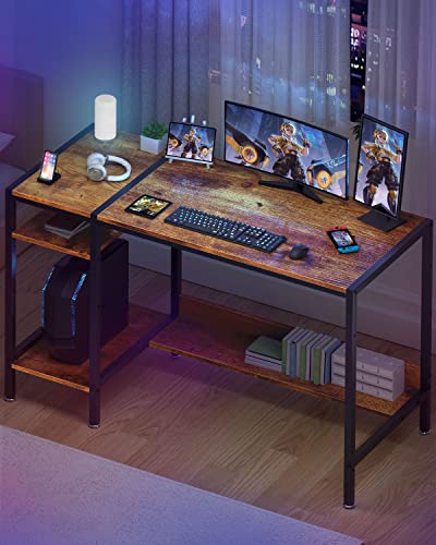 Minosys Computer Gaming Desk - 47" Home Office Desk With Storage, Rustic Writing Desk With Monitor Stand, Modern Simple Study Corner Table, Adjustable Storage Space. #TOP4