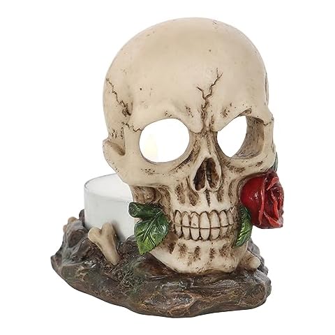Gothic Skull and Rose Tealight Holder Cover