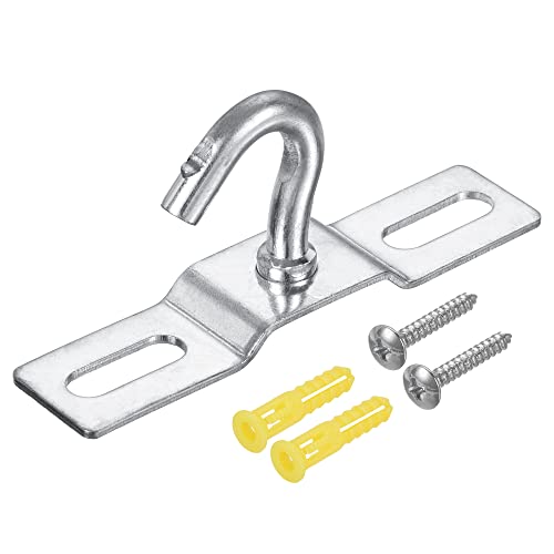 Image of MECCANIXITY Pad Eye Plate Ceiling Hooks 79mm Wall Mount Hanger Galvanized Iron for Hanging Light Chandelier, Pack of 4