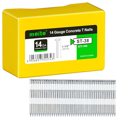 meite Concrete Nails 14 Gauge 1-1/2 Inch Galvanized T-Nails for