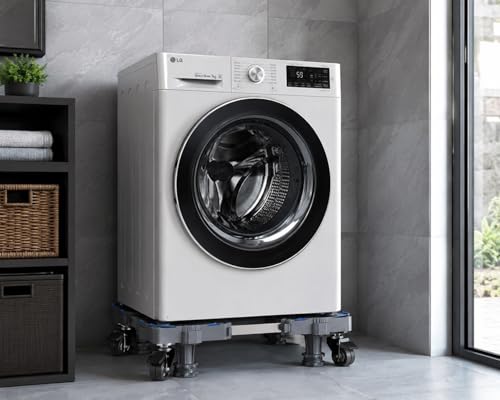Image of Taggy Washing Machine Stand for Front Load & Top Load Machines | Adjustable Heavy Duty Fridge Stand with Wheels & Anti-Vibration Feet | Rust Resistant Trolley Base | Easy Cleaning | 1 Year Warranty