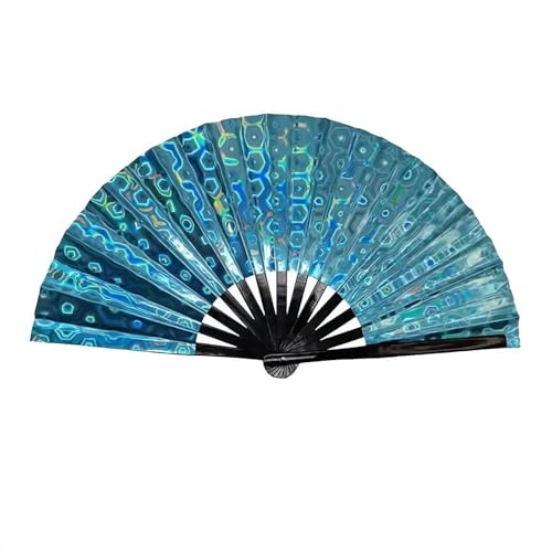 HFSAZJ Ventilador plegable para botas en el suelo, ventilador de mano holográfico de colores láser para festivales, bailes y fiestas (F 1 unidad)
