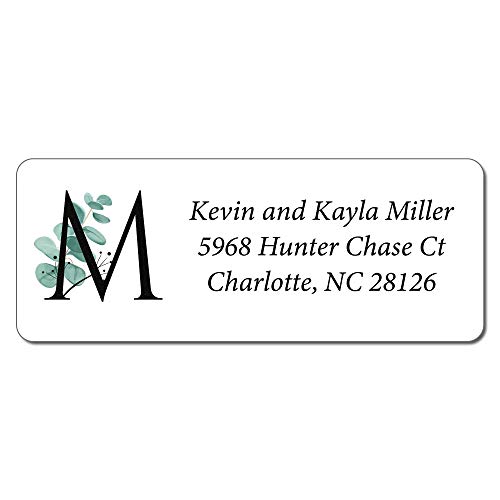 Personalized Return Address Labels - Custom Mailing Labels For Envelopes, Self Adhesive Flat Sheet Round Personalized Name Stickers Eucalyptus Monogram Design (240 Rectangle) #TOP7