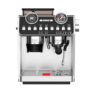 Gianna Olimpico Espresso Machine for Latte & Cappuccino – Small, Single Serve Individual Personal Automatic Smart Stainless Steel Coffee Maker with Milk Frother, Coffee Grinder, Steam Wand & 2.7L Tank