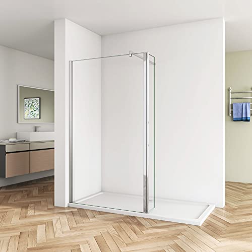 Huiyang 900mm Walk in Wet Room Shower Enclosure 8mm Glass Screen Panel &Optional Flipper Panel