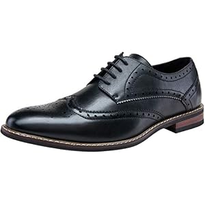 Jousen Men's Dress Cap Toe Shoes Wingtip Brogue Oxfords for Men Business Formal Derby Shoes