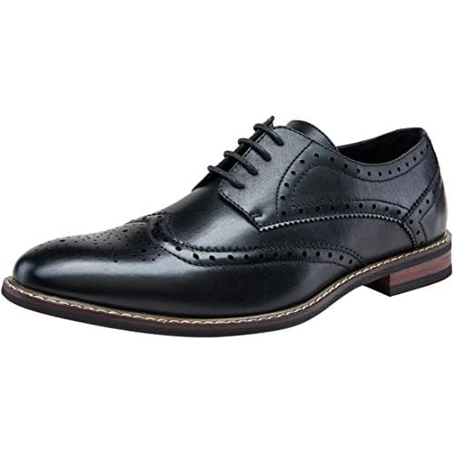 Jousen Men's Dress Cap Toe Shoes Wingtip Brogue Oxfords for Men Business Formal Derby Shoes