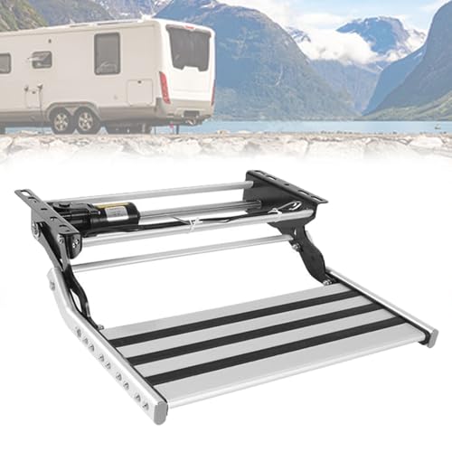 Elektrisch Intrekbare RV-Opstapjes, Elektrische Rv-Opstap Met Led-Verlichting, Draagvermogen 400 LBS, Eenvoudig Te Installeren Opvouwbare Opstap Voor RV, Camper, Buscamper En Caravan 12V-Single