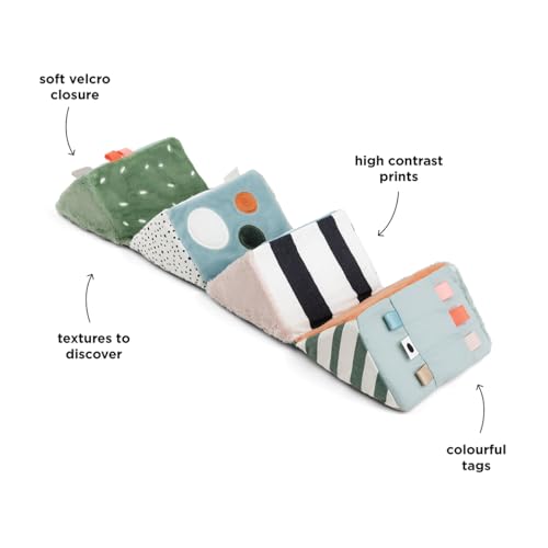 Done by Deer Ausklappbarer Würfel Deer friends - Motorikwürfel mit verschiedene Texturen stimulieren alle Sinne des Babys - Bauchlage Aktivitätsspielzeug mit Farben und hohe Kontrasten