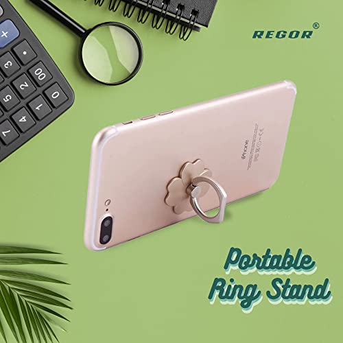 Image of Regor Finger Grip & Mobile Holder | Cell Phone Grip Holder for Hand & Mobile Back Holder | Selfie Holder & Works as iPhone & Android Phone Stand - Leaf Gold