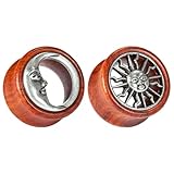 COOEAR (1 par de dilatadores vintage de madera de ópalo, con diseño de flores, dilatadores, 11/16'(18mm), Madera