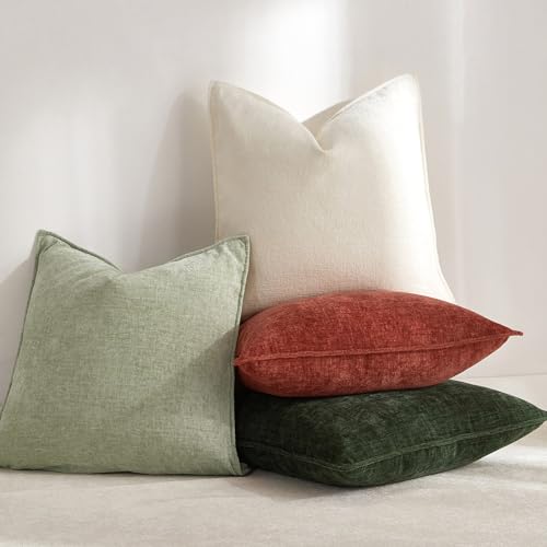 24x24 Chenille Decorative Throw Pillow Covers Case Set of 2,Burnt Orange by JUSPURBET - Used condition - Image 5