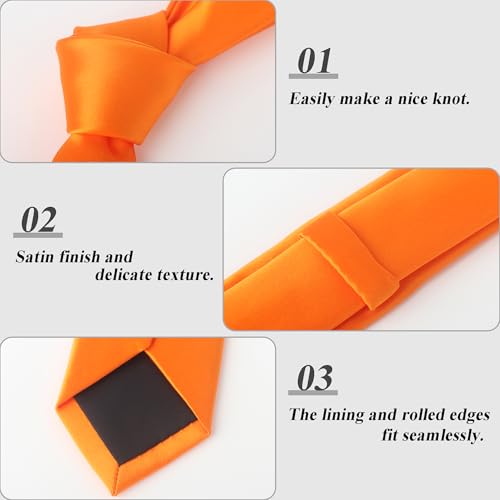 Image of Landisun Black Tie Men Women Solid Skinny Ties Slim Ties Satin Tie