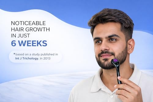 Image of Derma Roller 0.5mm with Sanitizer for Hair Regrowth | Titanium Coated 540 Stainless Steel Needles | 540 Micro needling Roller | Derma Roller with Disinfectant Spray | Reusable derma pen for Skin Repair, Face, Hair & Beard Growth | Reduces Acne Scars | Safe & Effective To Use