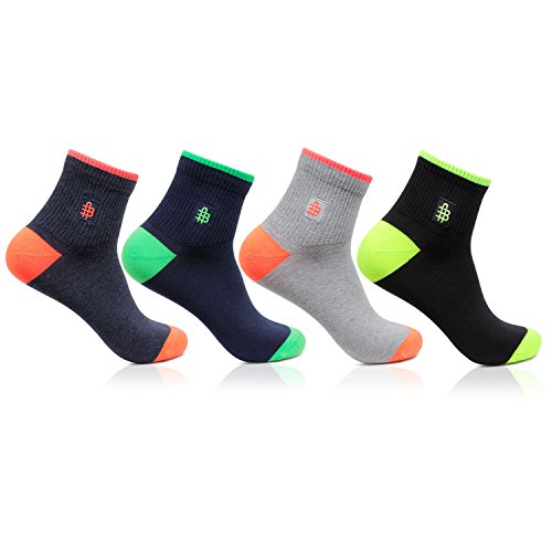 Bonjour Men's Ankle Socks (Pack of 4)(BRO9053-PO4_Multicolor_Free Size)