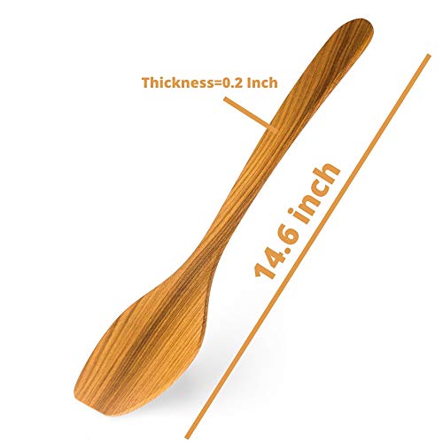 2x Professional Stir Fry Cherry Wood Wok Spatula-Turner, Saute Paddle, Thai Wok, 14.6" Long Handle - Sturdy, Durable Eco-friendly, Natural and High Heat Resistance for Non Stick Cookware-MR. WOODWARE - Thumbnail 3