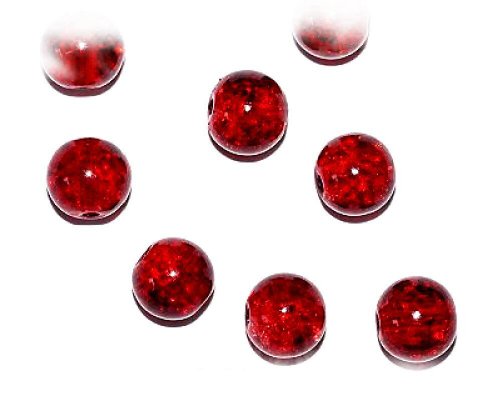 40pcs x 8mm Red Cherry Round Crackle Glass Beads