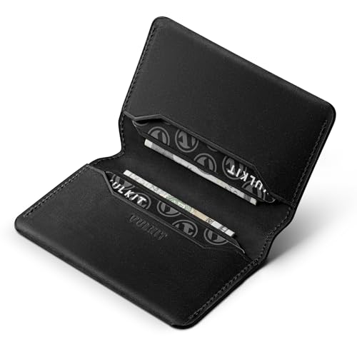 Image of VULKIT Slim Minimalist Card Holder RFID Blocking Leather Credit Card Holder Front Pocket Wallet Magnetic Closure, Handcrafted Cowhide Version