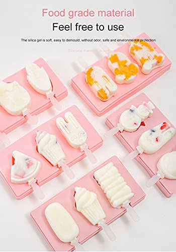 Xiaomin 3 moldes de picolé de silicone com tampa, moldes de picolé caseiros com alça para picolé de