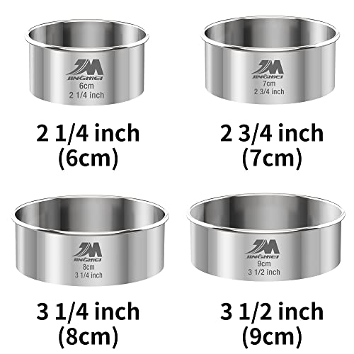 M Jngmei 4 Pieces Stainless Steel Cookie Cutter Set Biscuit Cutter 2.25Inch, 2.75Inch, 3.25Inch,3.5Inch Biscuit Plain Edge Round Cutters Sizes Shape Molds Multiple Sizes #TOP1