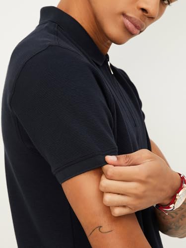 Image of Max Men Textured Zipper Polo T-Shirt