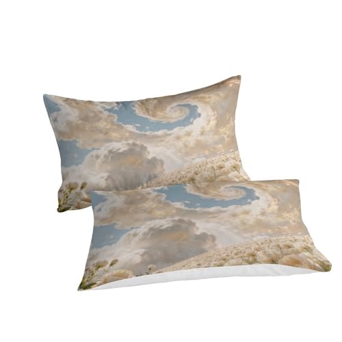 Housse de couette microfibre imprimée 3D nuages maison 135x200 - 3