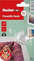 fischer Bilderkralle, Bilderhaken in weiß, Montage ohne Bohren und Werkzeug, der bessere Nagel, Wandhaken zur Befestigung von Bildern, Deko, Uhren, uvm., 8 Stück