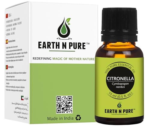 Image of Earth N Pure Citronella Essential Oil Undiluted, Natural, Therapeutic Grade 15 ml
