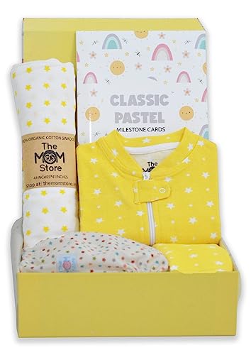 The Mom Store NewBorn Gift Box | Gift Hamper| Unisex Clothing Set | Infants Essentials | Baby Shower | 5 piece set | For BabyBoy and BabyGirl The Mom Store NewBorn Gift Box | Gift Hamper| Unisex Clothing Set | Infants Essentials | Baby Shower | 5 piece set | For BabyBoy and BabyGirl
