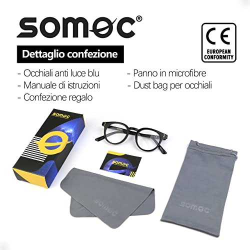 SOMOC®Occhiali Anti Luce Blu,Occhiali Neutri per