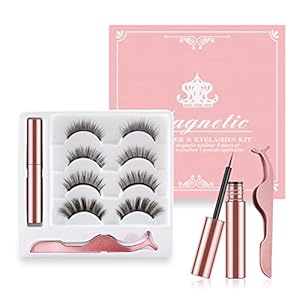 Magnetic Eyelashes,Magnetic Eyeliner and Lashes Kit,4 Pairs 3D Natural Magnetic Eyelashes, Reusable Magnetic Eyelashes…