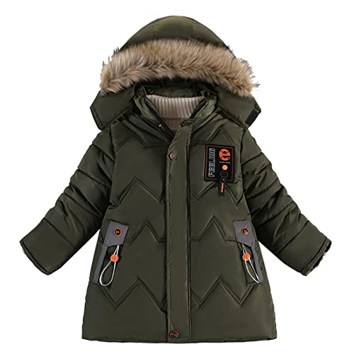 sfdgfhyf Little Boys Snow Jacket Heavyweight Long Puffer Jacket Winter Coat Insulated Parka with Fu𝐫 Hood Kids