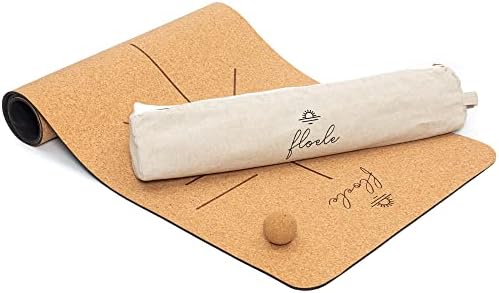 Floele Eco Friendly Yoga mat (183 x 66 x 0.7 cm) Extra Wide & Thick Exercise Mat - Non Toxic & Non slip Yoga Mat with Strap, Cork Ball & Storage Bag