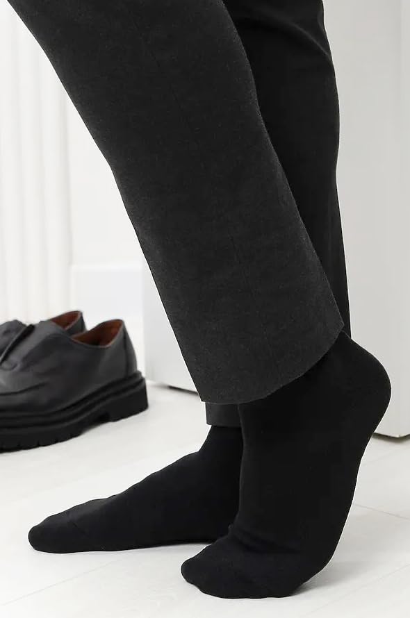 RONDO Cotton Mens Black Thin Dress Socks Lightweight Cotton Crew Socks - Super Soft and Breathable Black, Dark Blue, Brown - Image 6