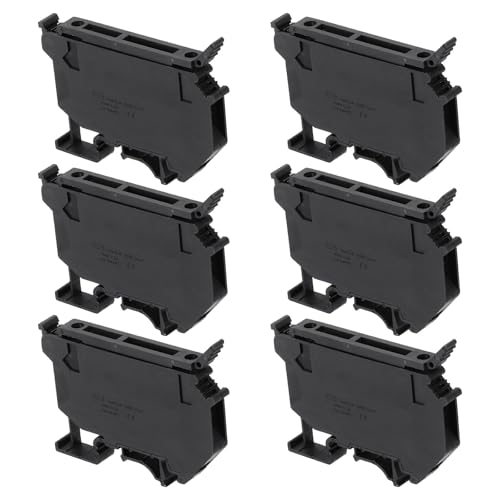 Image of sourcing map Terminal Blocks 6 Pack UK5 Rail Mount Fuse Holder Screw Terminal Block Wire End Bracket Stopper Din Rail Screw Fixed Black for DIY Electronic Circuits Machine Appliances