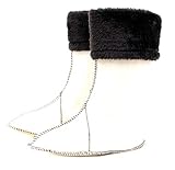 Luckers Women's Mid -High Fleece Rain Boots Liners (9-10, black/white)