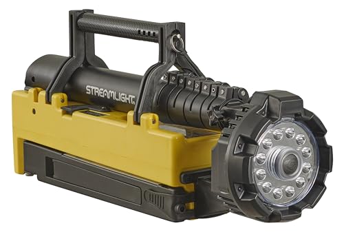 Image of Streamlight 45680 Portable Scene Light EXT 10,000-Lumen Collapsible, Rechargeable Flood Light with Heavy-Duty Shoulder Strap, 120-Volt AC Charger and 7-Foot Extension Pole, Yellow