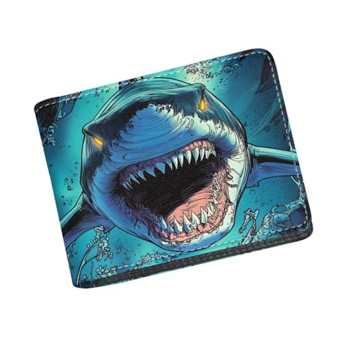 Image of Coldinair Cool Shark Kids Wallet for Boys Novelty Leather Boys Wallet for Kids 4-12,Lightweight Credit Card Cash Id Holder Cool Slim Bifold Small Coin Purses for Youth Teenager