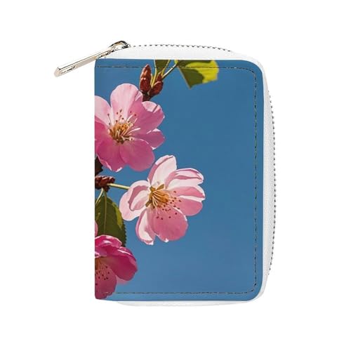 Porte-cartes de crédit cuir rose zippé grand format avec 20 fentes