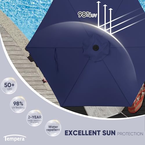 Tempera Patio Market Outdoor Table Umbrella with Push Button Tilt and Crank, Large Sun Umbrella with Sturdy Pole & Fade Resistant Canopy, Easy to Set - Image 3