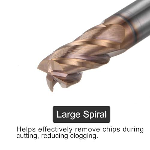 Image of uxcell Carbide Square End Mill, 1 /2 inch Diameter TiAlN Coated 4 Flutes Milling Bit Cutter, for Hardened Steel Stainless Steel Alloy Metal, 1 /2 inch Shank 1 inch Cut Length 3 inch Long HRC50