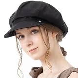 [Ｌｏｏ＆ｃ] [ルーアンドシー] キャスケット レディース 帽子 大きいサイズ つば広 接触冷感 麻 SSクラシカルキャスケット uvカット 完全遮光 紫外線対策 春夏【L(58-61cm)-ブラック】