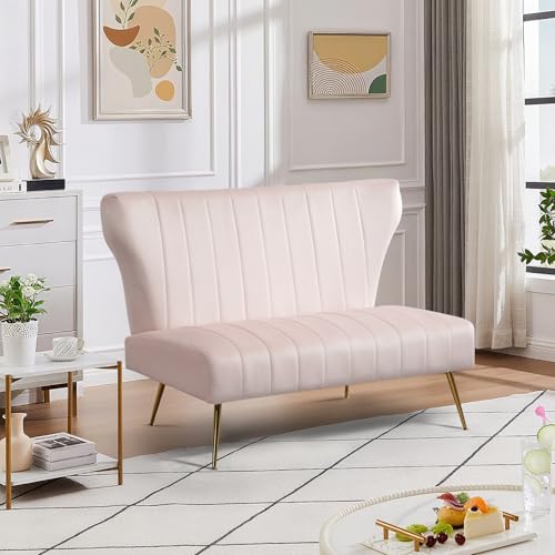 ZJhome 50” Armless Velvet Loveseat Sofa, Gold Legs, 2-Seater