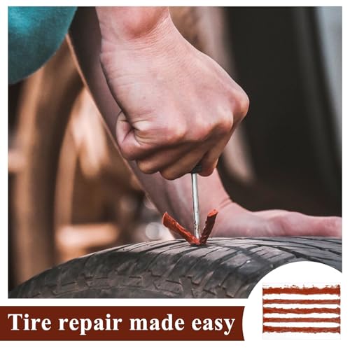 Image of 10 Pcs Tire Plugs, 4 inch x1 /4 inch Rubber Tire Plug Repair Kit for Tubeless Off-Road Tires Car, RV, SUV, ATV, Motorcycle, Truck, Tractor (Black and Red)