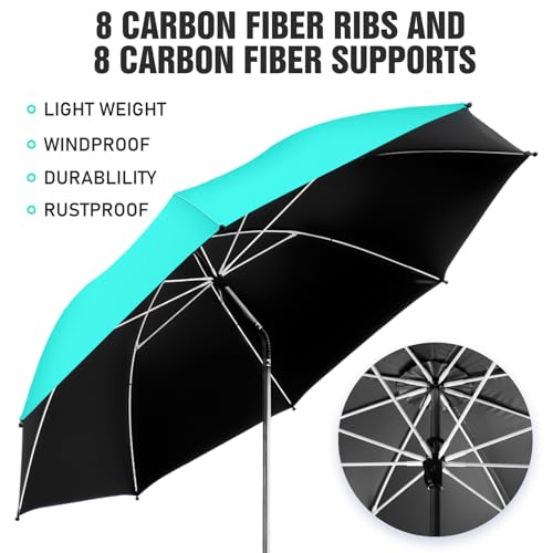 Image of 2 PACK Beach Umbrella with Clamp, 360 Adjustable Umbrellas for Chair, UPF50+ Umbrella for Beach Chair, Patio Chair, Wheelchair, Camping Chair, Golf Carts (Chair Not Included)