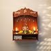 Tarini Gallery Wooden Wall Mounted Hanging Table top Temple Pooja Mandir God Stand Shelf for Storage and Idols Decoration for Home Office and Gifting (Brown- Design 3)