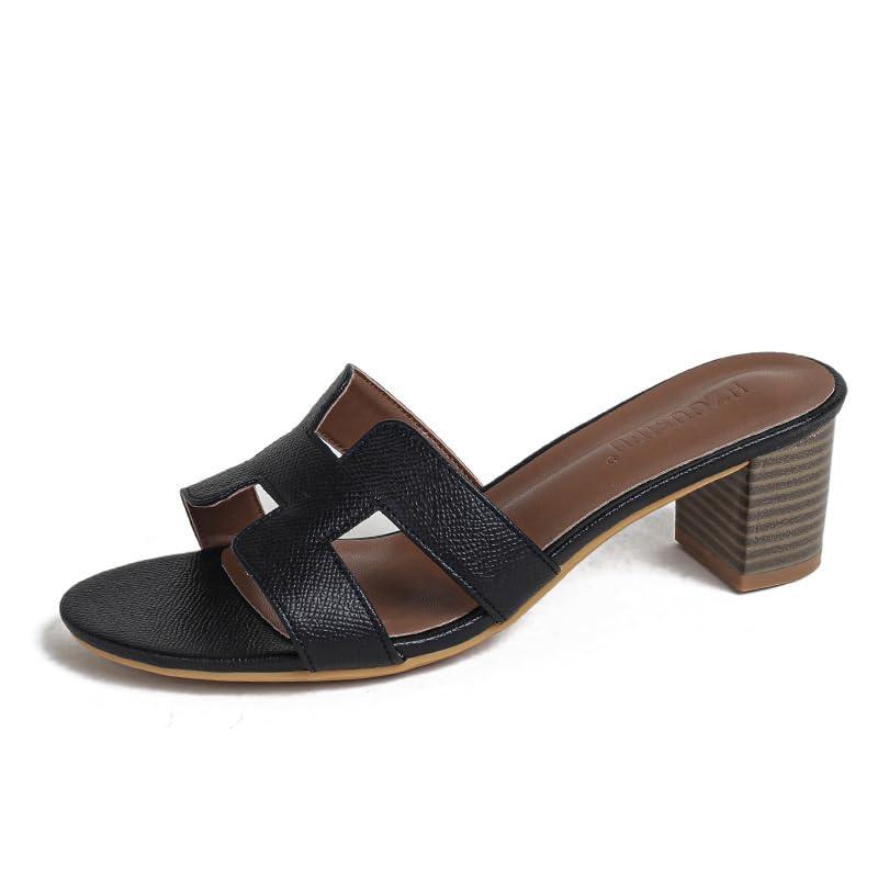 Heel Sandals for Women 2025 Summer Casual Sandals Round Toe Chunky Heel Open Toe Non Slip Slippers