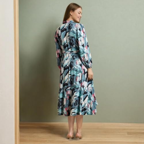 Image of MomToBe Women's Fit and Flare Calf Length Rayon Maternity Dress /Pregnancy Dress /Easy Breastfeeding Dress /Western Dress with Zippers for Nursing Pre and Post Pregnancy